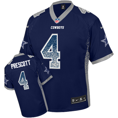 Youth Elite Dak Prescott Nike Jersey Navy Blue - #4 Drift Fashion NFL Dallas Cowboys